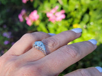 18k gold white gold c.1920's filigree diamond ring - apx .33ct tw
