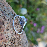 14k gold white gold c.1920's filigree diamond ring - apx .14ct