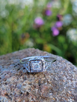 14k gold white gold c.1920's filigree diamond ring - apx .14ct