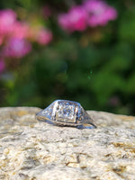 14k gold white gold c.1920's filigree diamond ring - apx .14ct