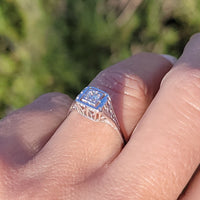 14k gold white gold c.1920's filigree diamond ring - apx .14ct