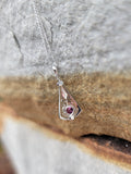 14k white gold c.1920's filigree garnet pendant necklace