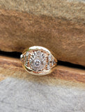 14k gold two tone vintage diamond Masonic Freemason Ring