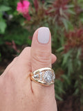 14k gold two tone vintage diamond Masonic Freemason Ring