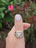 14k gold two tone vintage diamond Masonic Freemason Ring