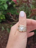 14k gold two tone vintage diamond Masonic Freemason Ring