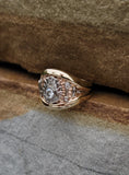 14k gold two tone vintage diamond Masonic Freemason Ring