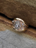 14k gold two tone vintage diamond Masonic Freemason Ring