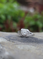 18k gold white gold c.1920's filigree diamond ring - apx .25ct