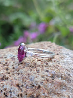 platinum marquise ruby & bullet shaped diamond estate ring