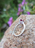 platinum marquise ruby & bullet shaped diamond estate ring