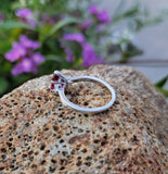 platinum marquise ruby & bullet shaped diamond estate ring