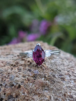 platinum marquise ruby & bullet shaped diamond estate ring