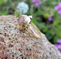 14k yellow gold jelly opal estate ring