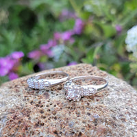 14k white gold vintage diamond bridal set - apx .16ct tw