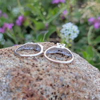 14k white gold vintage diamond bridal set - apx .16ct tw