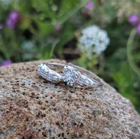 14k white gold vintage diamond bridal set - apx .16ct tw