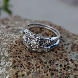 14k white gold vintage diamond bridal set - apx .12ct tw - hearts