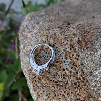 14k white gold vintage diamond bridal set - apx .12ct tw - hearts