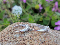 14k white gold vintage diamond bridal set - apx .12ct tw - hearts