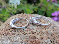 14k white gold vintage diamond bridal set - apx .12ct tw - hearts
