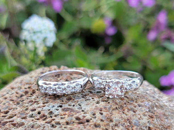 Vintage diamond bridal set Outlet