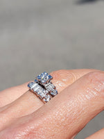 14k white gold vintage diamond bridal set - apx .16ct tw