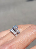 14k white gold vintage diamond bridal set - apx .16ct tw
