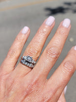14k white gold vintage diamond bridal set - apx .16ct tw