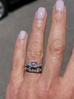 14k white gold vintage diamond bridal set - apx .16ct tw
