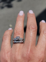 14k white gold vintage diamond bridal set - apx .12ct tw - hearts