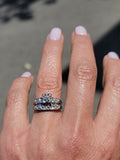 14k white gold vintage diamond bridal set - apx .12ct tw - hearts