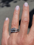 14k white gold vintage diamond bridal set - apx .12ct tw - hearts