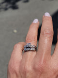 14k white gold vintage diamond bridal set - apx .12ct tw - hearts