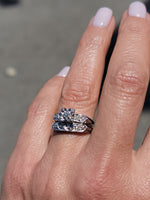 14k white gold vintage diamond bridal set - apx .12ct tw - hearts