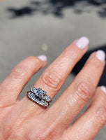 14k white gold vintage diamond bridal set - apx .12ct tw - hearts