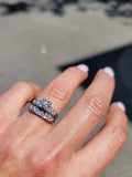 14k white gold vintage diamond bridal set - apx .12ct tw - hearts