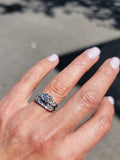 14k white gold vintage diamond bridal set - apx .12ct tw - hearts