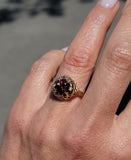 10k gold two tone floral c.1930's natural brown zircon ring