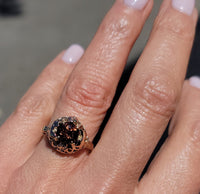 10k gold two tone floral c.1930's natural brown zircon ring