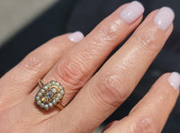Victorian 14k gold diamond & pearl antique ring