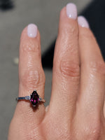 platinum marquise ruby & bullet shaped diamond estate ring