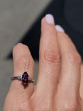 platinum marquise ruby & bullet shaped diamond estate ring