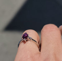 platinum marquise ruby & bullet shaped diamond estate ring