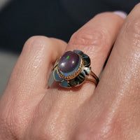 14k yellow gold jelly opal estate ring