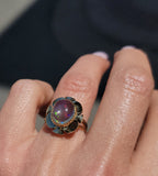 14k yellow gold jelly opal estate ring