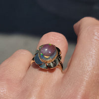 14k yellow gold jelly opal estate ring