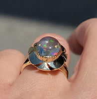 14k yellow gold jelly opal estate ring
