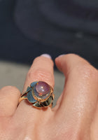 14k yellow gold jelly opal estate ring