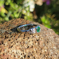 Platinum Emerald & Diamond estate Art Deco vintage antique ring